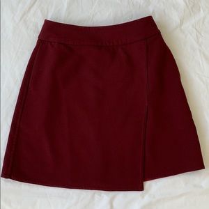 Uniqlo Maroon Mini A-Line Skirt - Wrap Detail